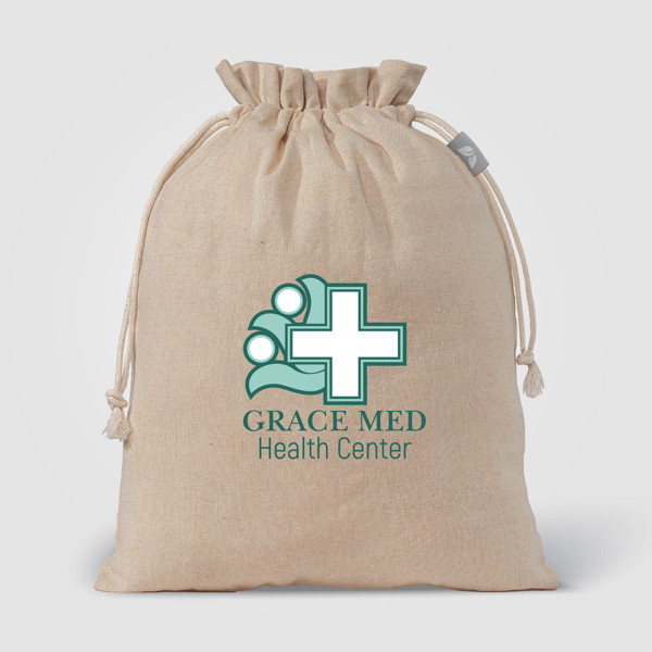 Medium 4 oz. Recycled Cotton Gift Bag - Natural / Heat transfer