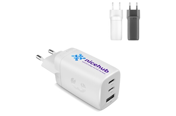 Fresh 'n Rebel 67W Laptop Snellader GaN USB-C &amp; USB-A - Donker Grijs