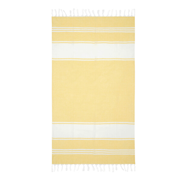 Large Beach/Sauna Towel Sun & Steam - White / Yellow