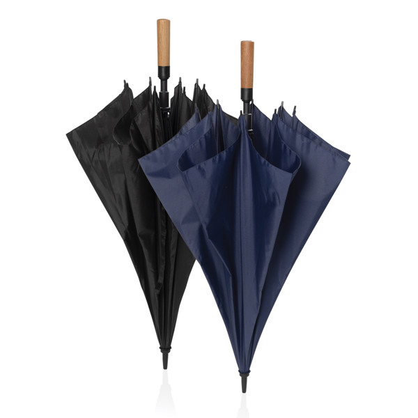 Parapluie 30" en rPET Aware™ et poignée en acacias - Bleu Marine