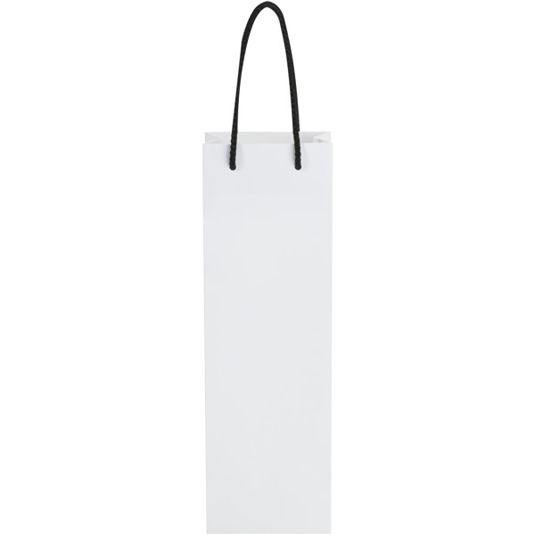 Handmade 170 g/m2 integra paper wine bottle bag with plastic handles - White / Solid Black