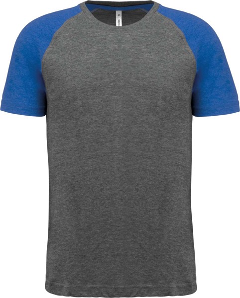 Adult Triblend Two-Tone Sports Short-Sleeved T-Shirt - Grey Heather / Sporty Royal Blue Heather / L