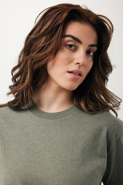 T-shirt coupe boxy en coton recyclé IQONIQ Teide - Heather Green / L