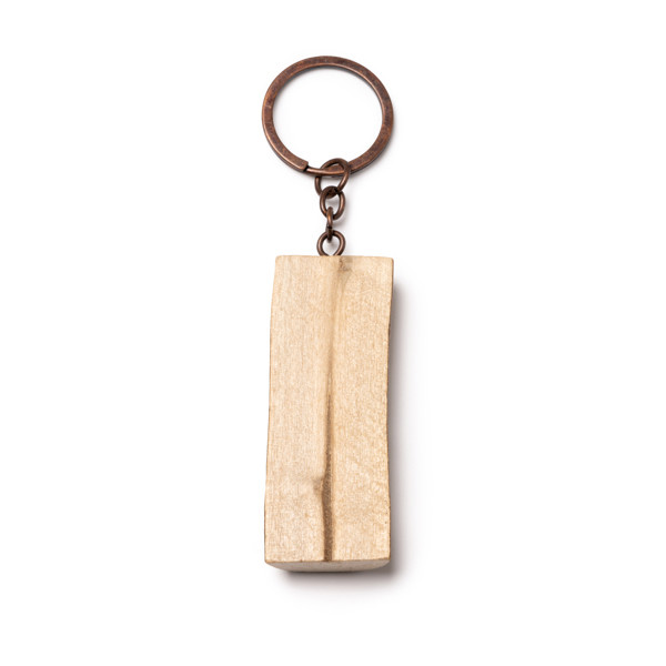Llavero personalizado de madera natural con anilla metálica