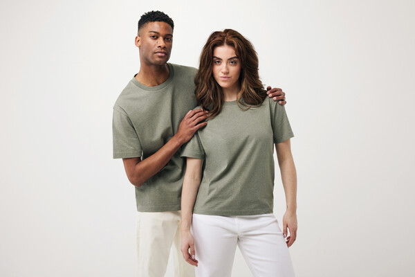 T-shirt coupe boxy en coton recyclé IQONIQ Teide - Heather Green / L