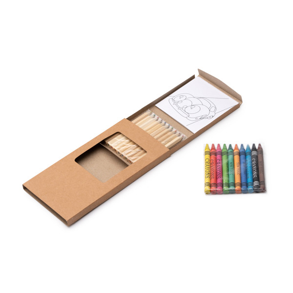 Personalised children's colouring set with notepad, crayons and wooden pencils