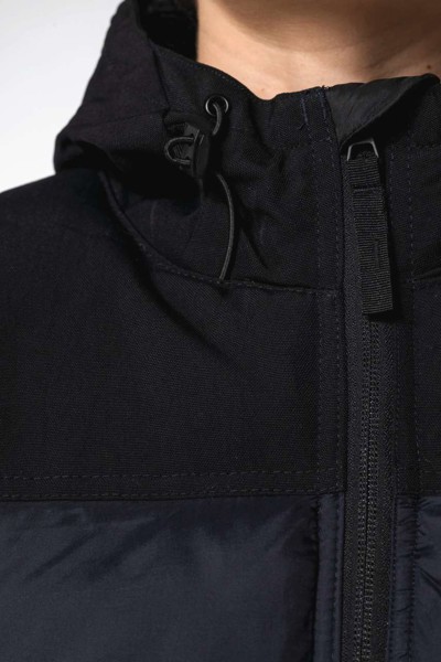 Unisex Bi-Tone Padded Jacket With Hood - Wet Sand / Black / M