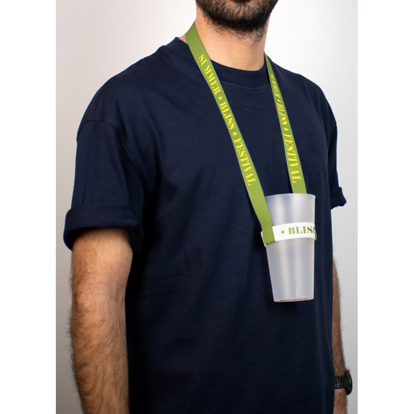 SWINDON. Polyesterová sublimační šňůrka s elastickým sublimačním držákem na kelímek