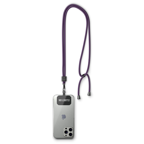 Handykette, trendige 2-tone Kordel mit Universal-Halter aus Polyester - Kühles Grau 6c / Schwarz / Schwarzer Zubehör