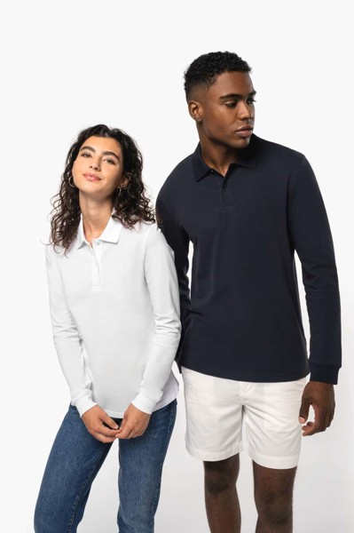 MUŠKA ORGANSKA POLO MAJICA DUGIH RUKAVOVA 180 PIQUÉ - Bijela / S