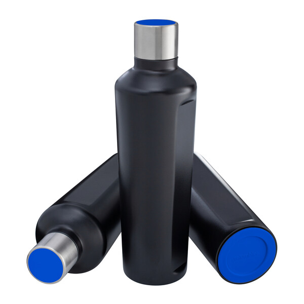 mySTEELONE - Bottle: black, Lid: blue, Bottom: blue