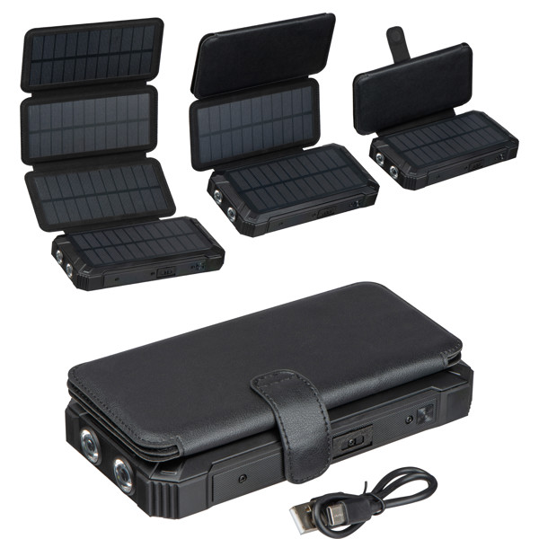 Solar power bank 20,000 mAh PETRA - Black