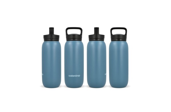 Waterdrop All-Purpose Thermo. Bottle with Drinking Spout Cap 600ml - Grey - Blue
