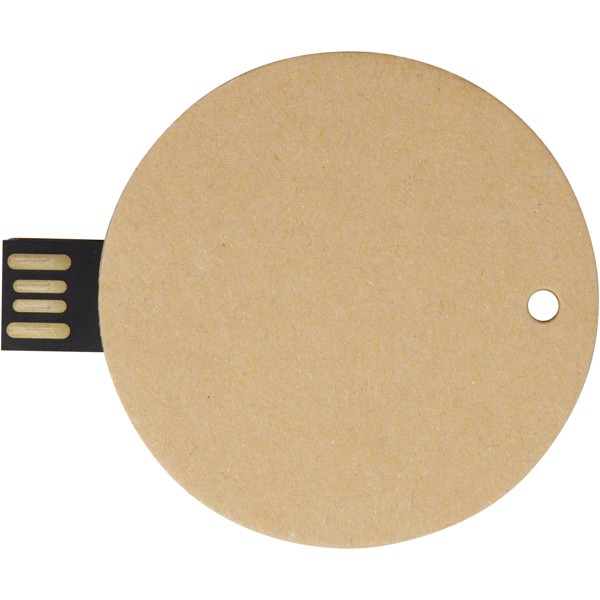 Clé USB 2.0 ronde en papier recyclé - Marron kraft / 64GB