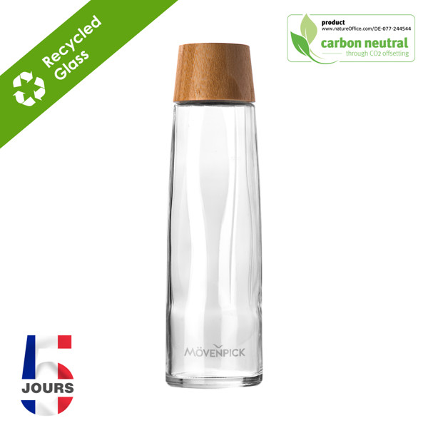 0.75L/25Oz Glass Bottle (Recycled Sodalime) / Bambou Fsc / Transparent Soda Lime Glass