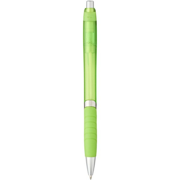 Průsvitné kuličkové pero Turbo s pryžovým úchopem - Limetka