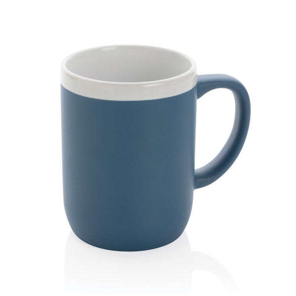 Mug 300ml en céramique avec bord blanc - Bleu / Blanc