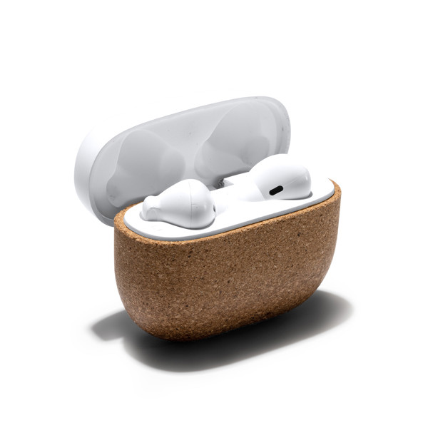 Wireless earbuds personalised in recycled ABS and cork with charging case