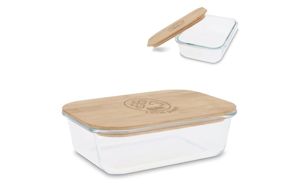 Lunch box glass with bamboo lid - Transparent