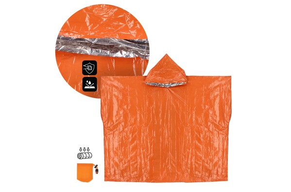 Outdoor Survival 2-in-1 Thermal Poncho - Orange