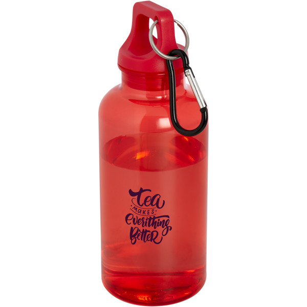 Oregon 400 ml RCS-zertifizierte Trinkflasche aus recyceltem Kunststoff mit Karabiner - rot