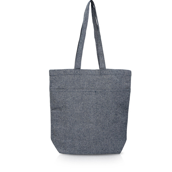 190Gsm Recycled Cotton Bag, Expandable - Navy Blue