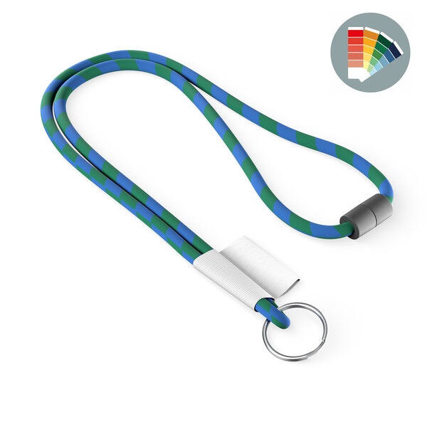 Polyester 2-tone cord lanyard with full colour label - Own PMS / Own PMS / Ring hook / Safety breakaway