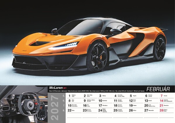 Nástenný Kalendár Fast Cars 2027
