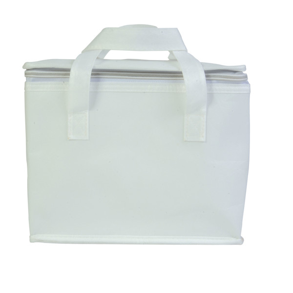 Laminated Non-Woven Fabric Cooler Bag With Silver Interior - White