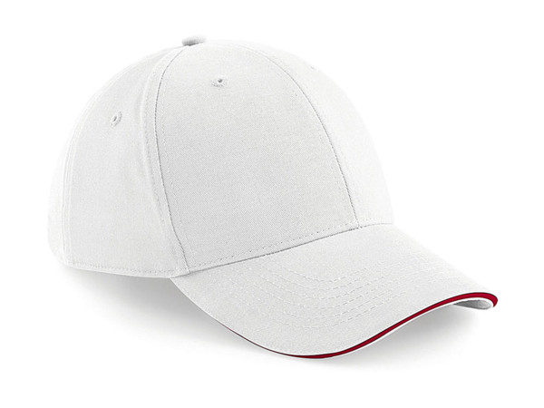 Athleisure 6 Panel Cap - White / Classic Red / ONE SIZE