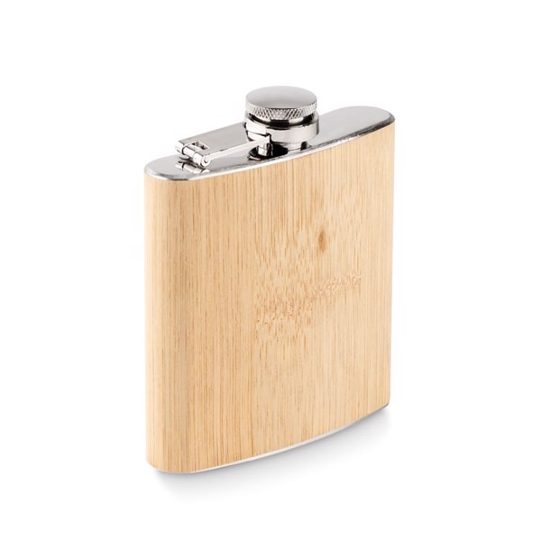 Hiphip bamboo hip flask, 170 ml, stainless steel