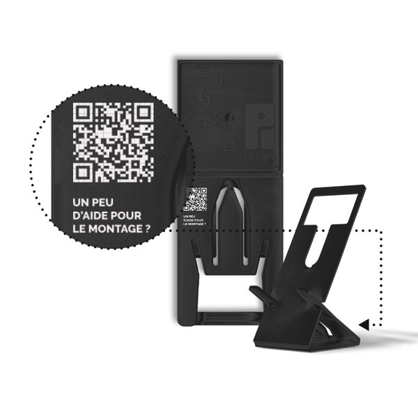 EXTRA-FLAT FOLDABLE TELEPHONE STAND made of recycled material in black color exc