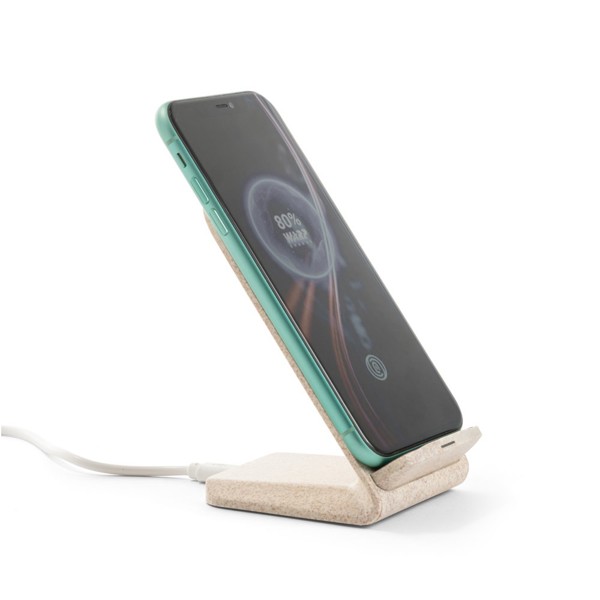 Suporte para smartphone com carregador wireless super rápido 15W em ABS reciclado e bambu - ENGLERT