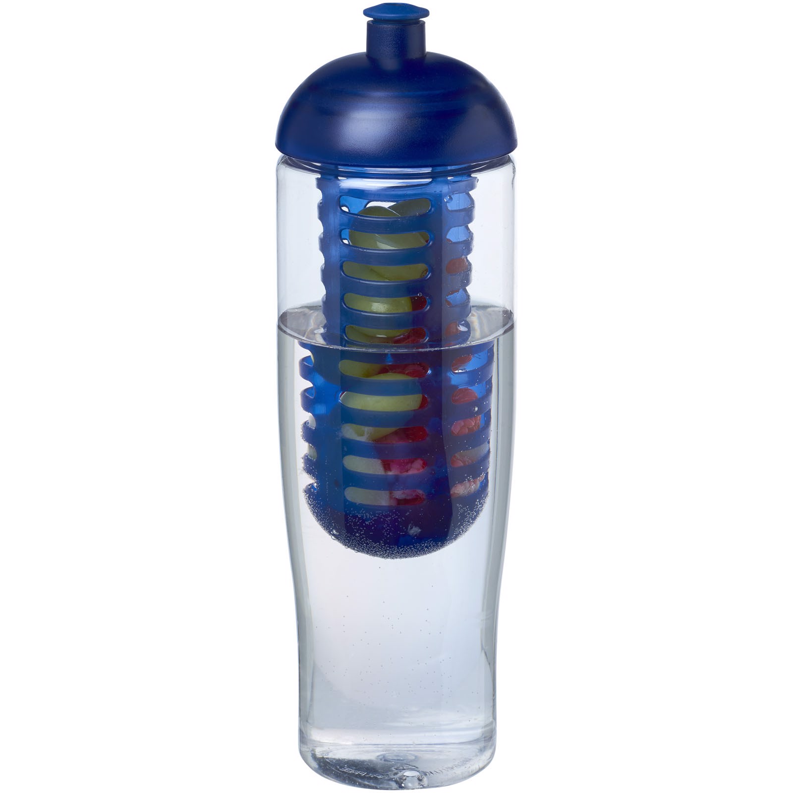 Bidon H2O Tempo® o pojemności 700 ml z wypukłym wieczkiem zmożliwością przyrządzania wody smakowej - Przezroczysty / Niebieski