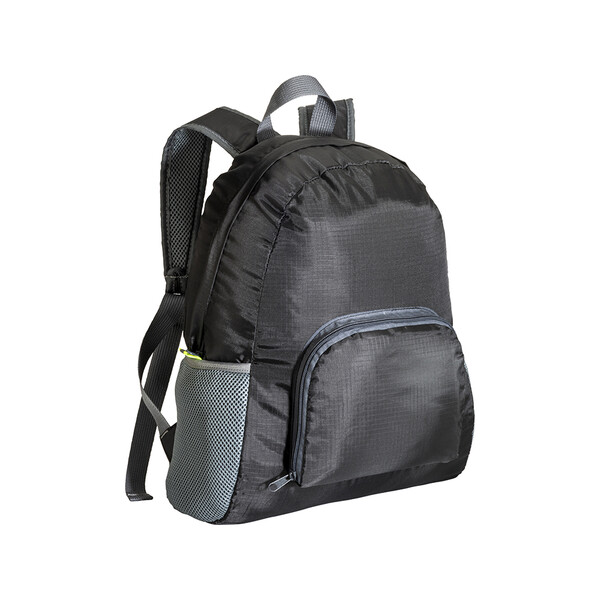 210D Polyester Ripstop Foldable Backpack, Resealable In A Pocket - Black
