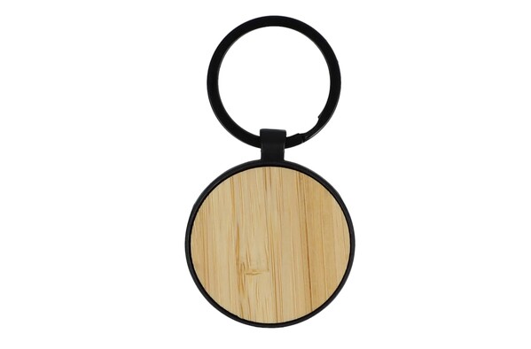 Porte-clés en bambou et métal rond