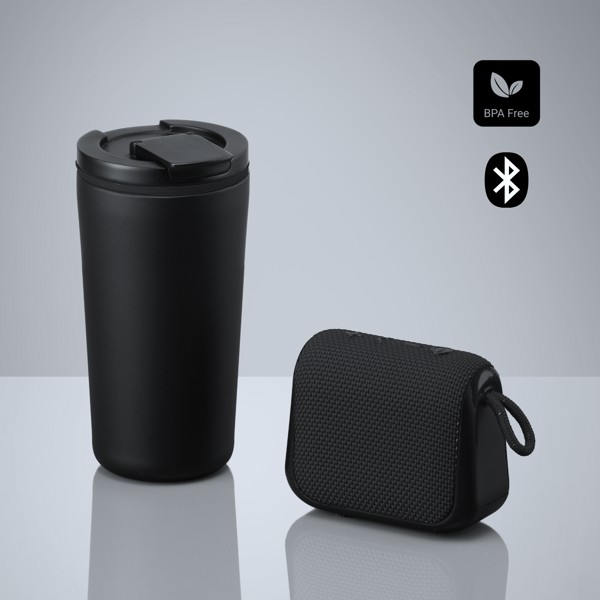 Everyday Set: Hrnček Na Kávu 370 ml A Bezdrôtový Reproduktor - Čierna