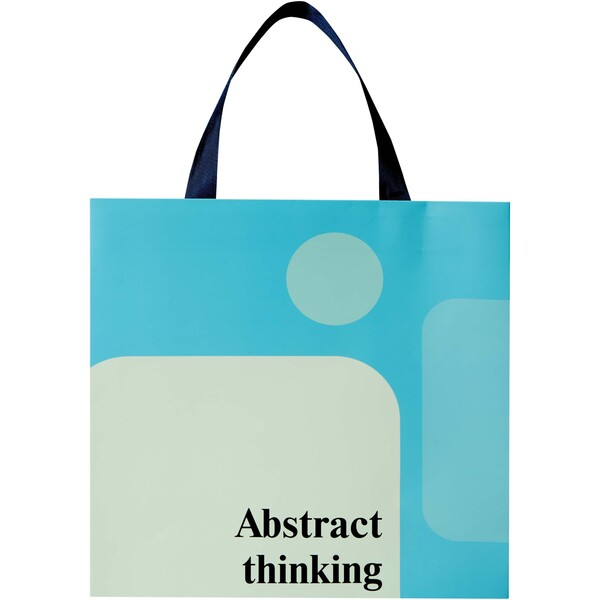 Smartfold 210 g/m² paper bag with ribbon handles and gloss lamination -  31 x 12 x 31 cm - Blue