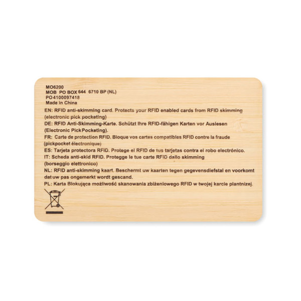Carte RFID bambou Custos +