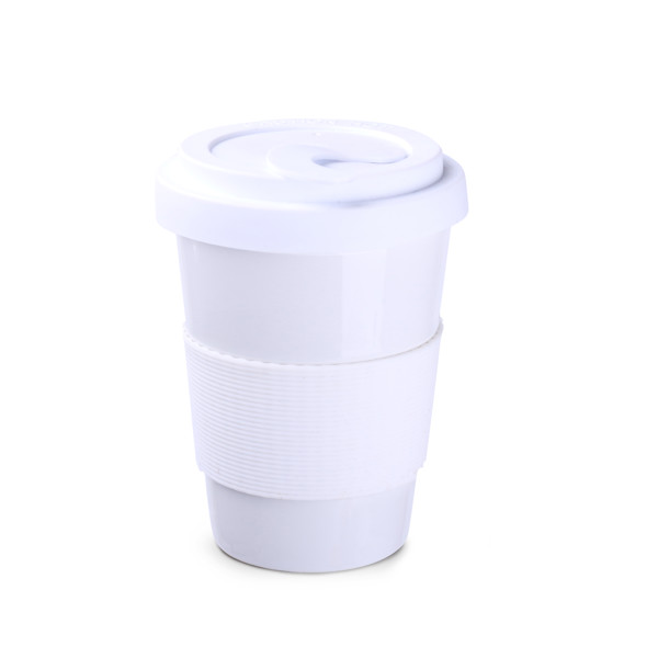 Coffee 2 Go porcelain mug, double wall, 340 g - White