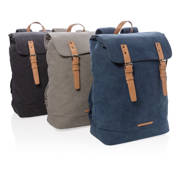 Canvas laptop backpack PVC free - Grey