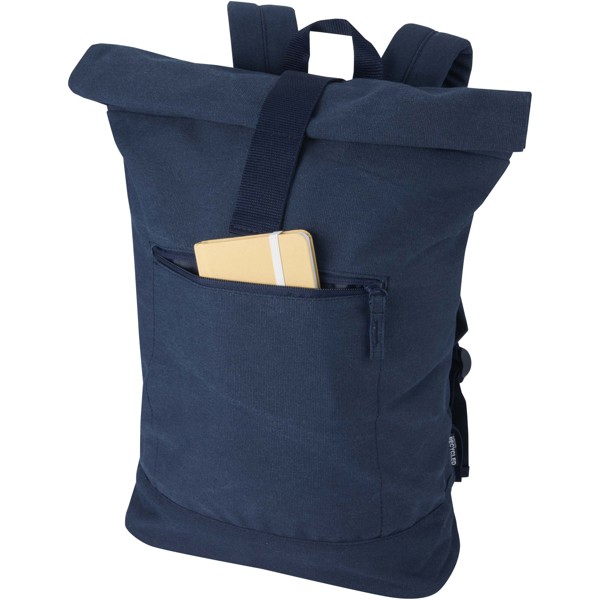 Sac à dos à fermeture enroulable Recanvas recyclé et certifié GRS de 14" et 16 L - Marine