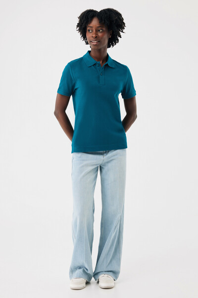 Polo tričko IQONIQ Yosemite z recykl. bavlny - Dark Teal / XS