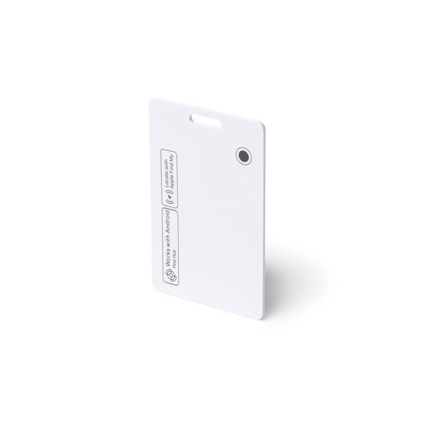 Personalised card-format ABS tracker with wireless charging