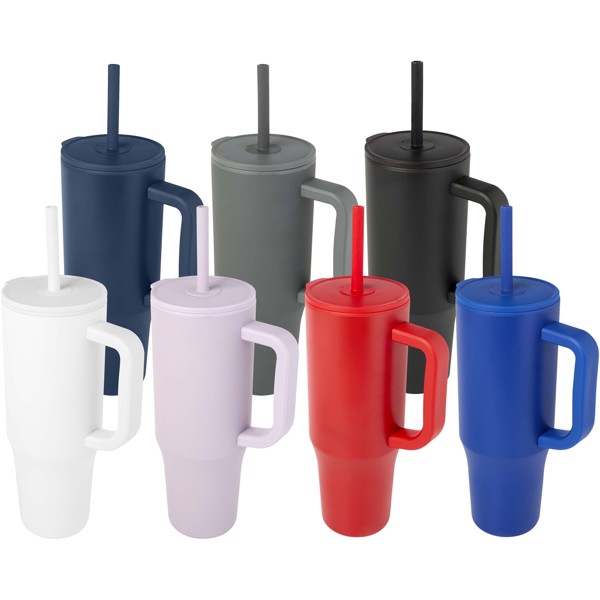 Gobelet isotherme Brady 900 ml certifié RCS avec paille en silicone - Bleu royal