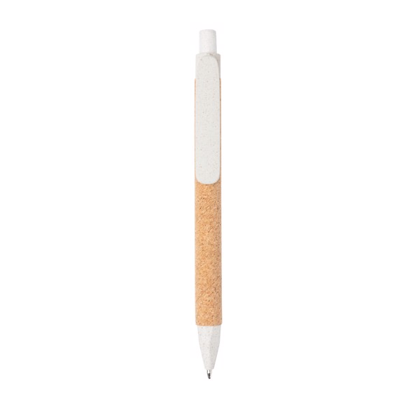 Write wheatstraw and cork pen - White