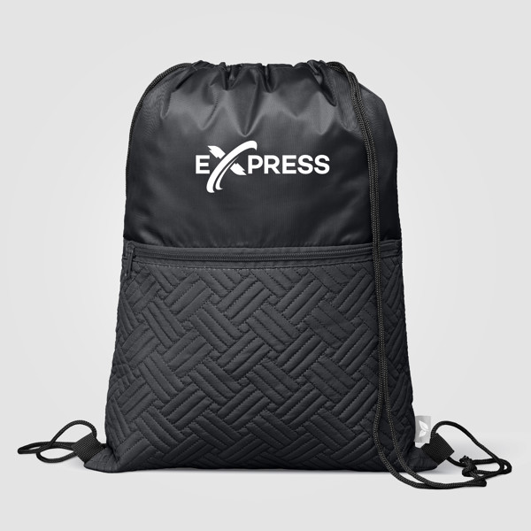 Sora Recycled Quilted Drawstring Bag - 6L - Black / 4 Colour inkjet