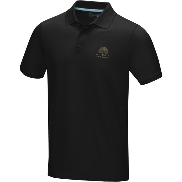 Polo para homem em material de orgânico "Graphite" - Preto liso / XS