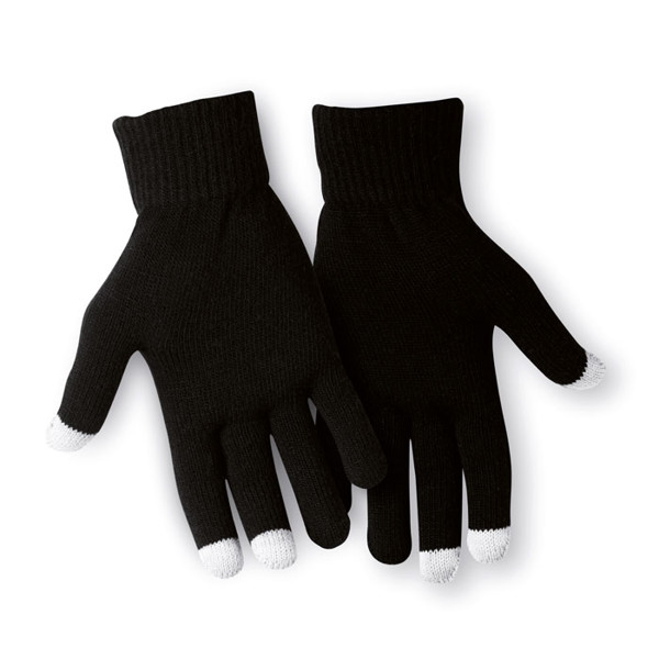 Tacto touchscreen gloves, acrylic, stainless tips - Black
