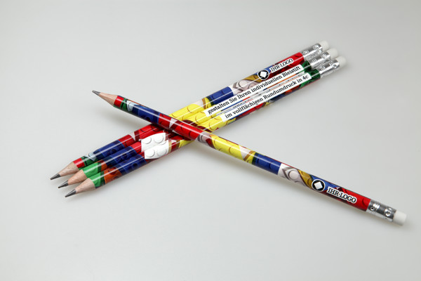 pencil, inclusive 360° foil transfer printing - White, Ferrule Silver, Eraser White - White, Ferrule Silver, Eraser White